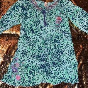 Krista Lee Green and Blue Patterned Tunic